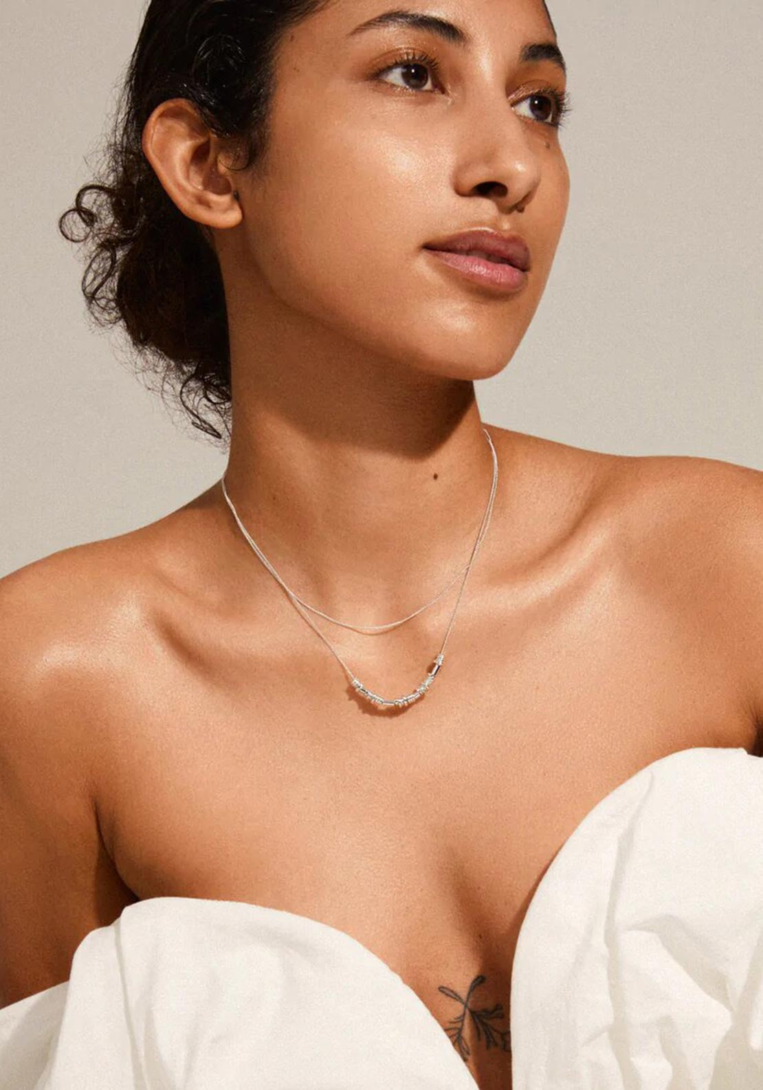 Pilgrim Dreams Double Chain Necklace, Silver