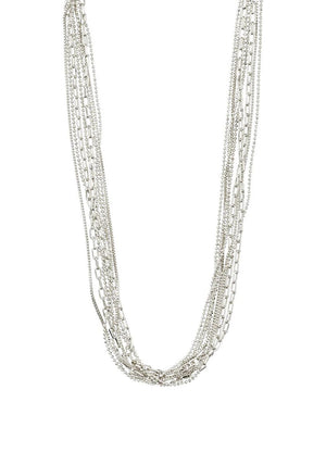 Pilgrim Lilly Multi Chain Necklace, Silver