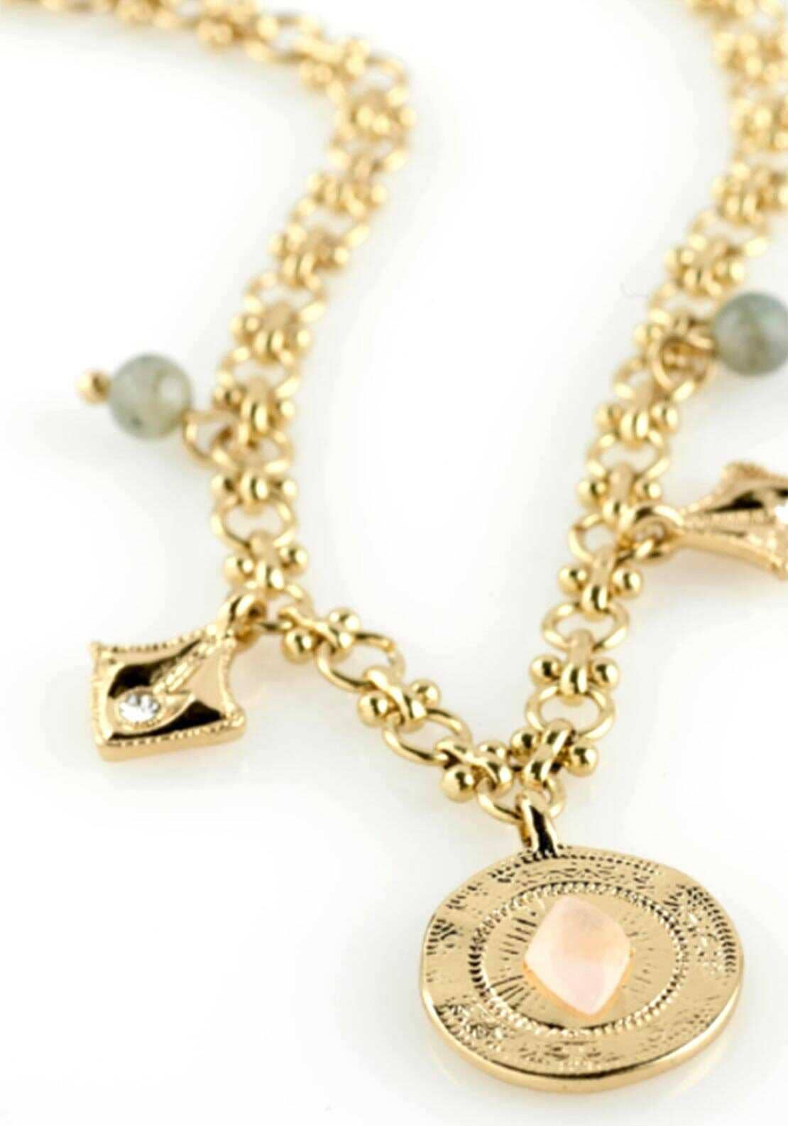 Pilgrim Quartz Medallion Necklace, Gold