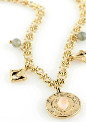 Pilgrim Quartz Medallion Necklace, Gold