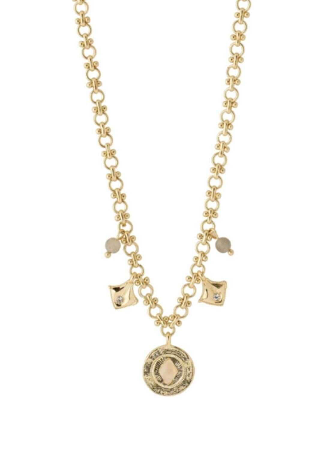 Pilgrim Quartz Medallion Necklace, Gold