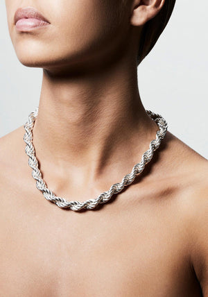 Pilgrim Horizon Twisted Rope Necklace, Silver