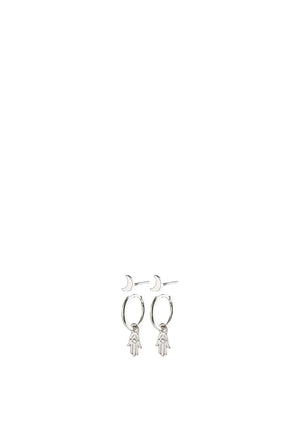 Pilgrim Nyla Crescent Stud & Hoop Set, Silver