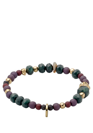 Pilgrim Crystal Beaded Bracelet, Green/ Gold