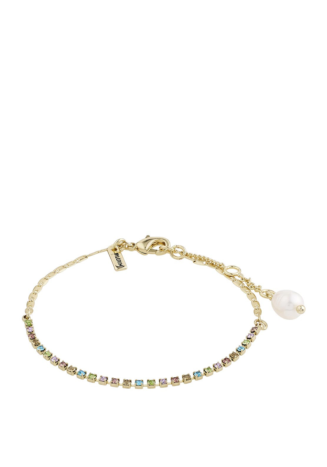 Pilgrim Cherished Crystal & Pearl Bracelet, Gold Multi