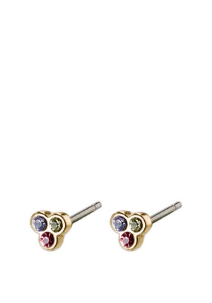 Pilgrim Caily Multi-Coloured Crystal Triangle Earrings, Gold