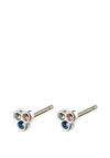 Pilgrim Caily Multi-Coloured Crystal Triangle Earrings, Silver