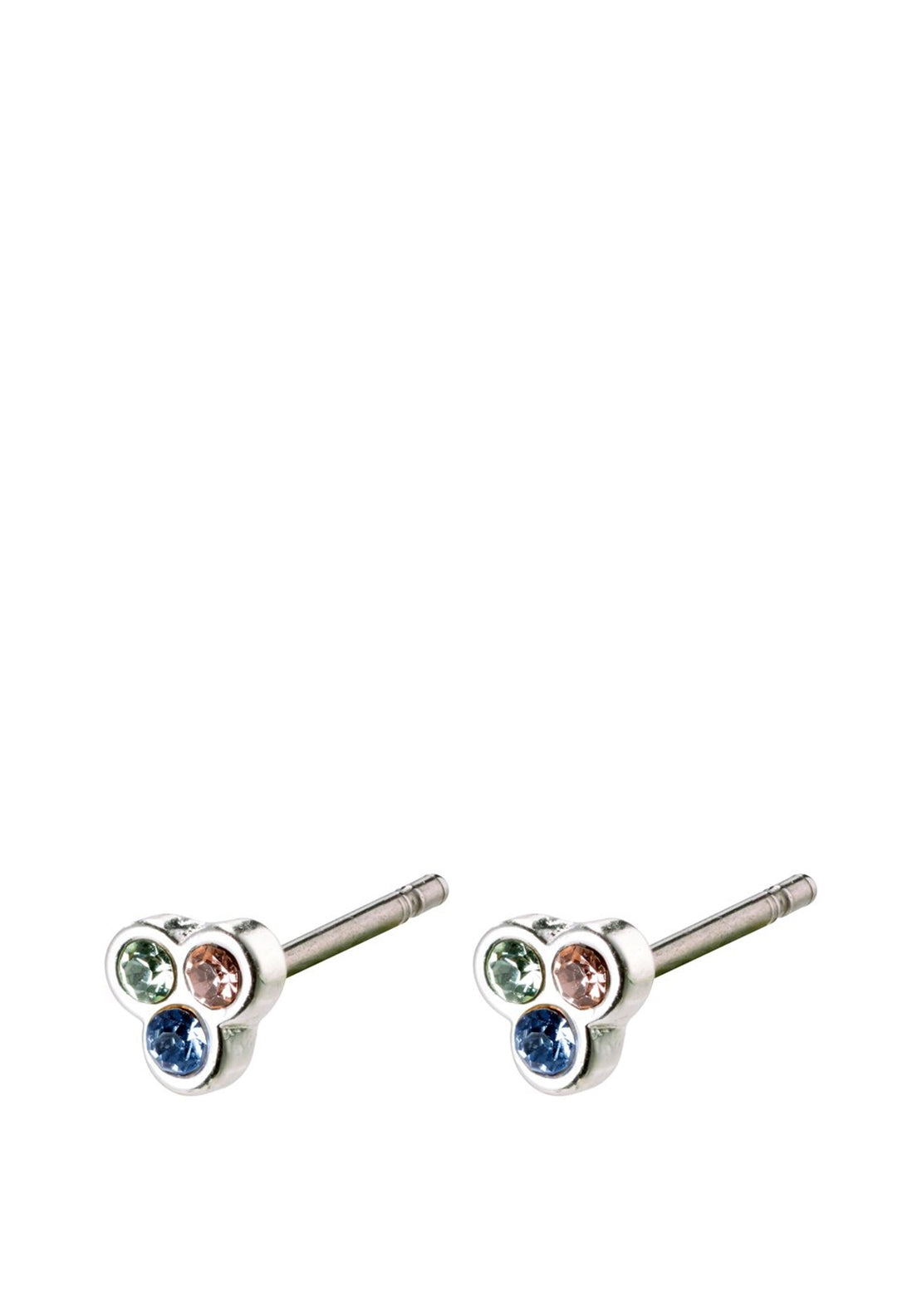 Pilgrim Caily Multi-Coloured Crystal Triangle Earrings, Silver