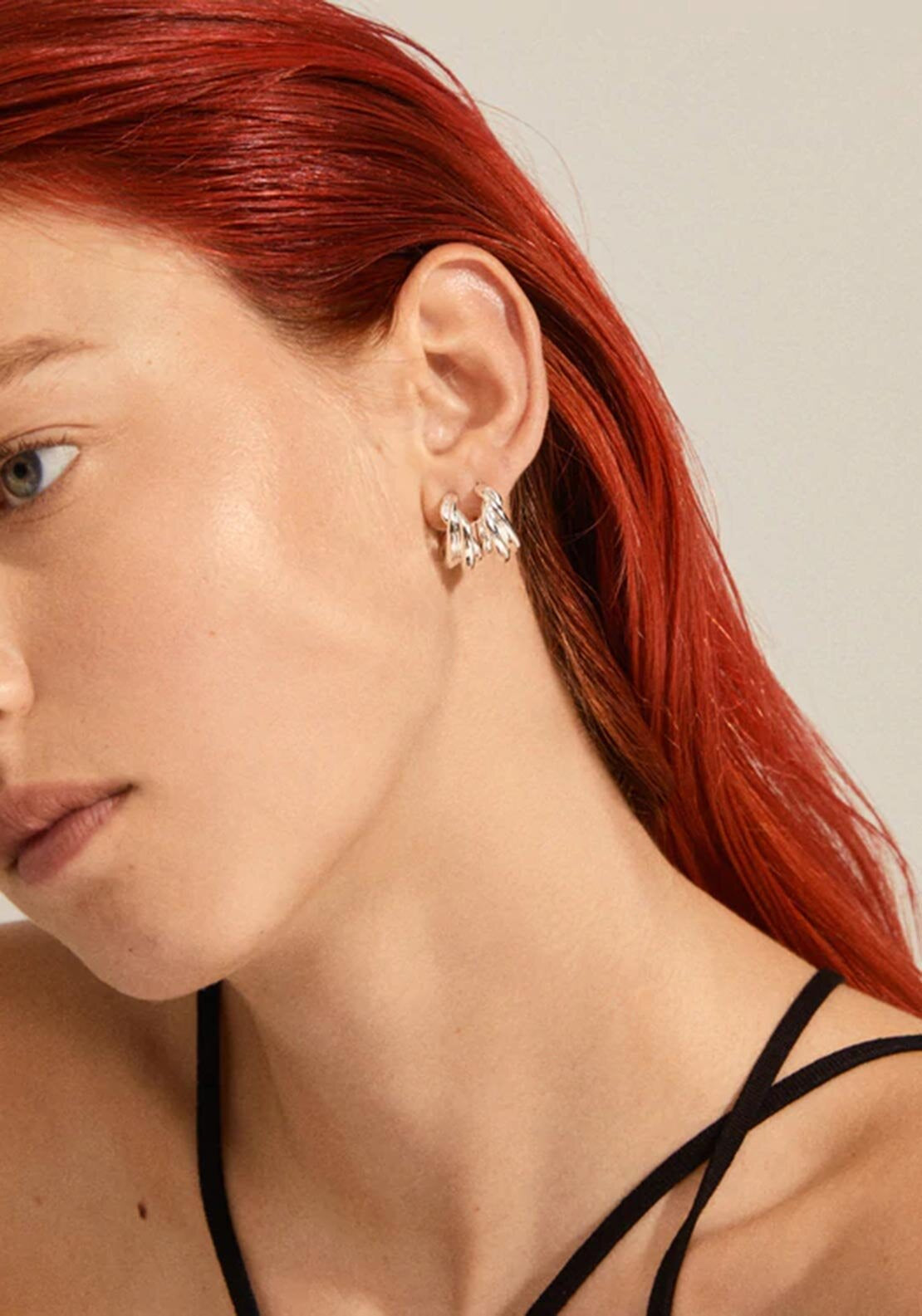 Pilgrim Courageous Twirl Huggie Hoop Earrings, Silver