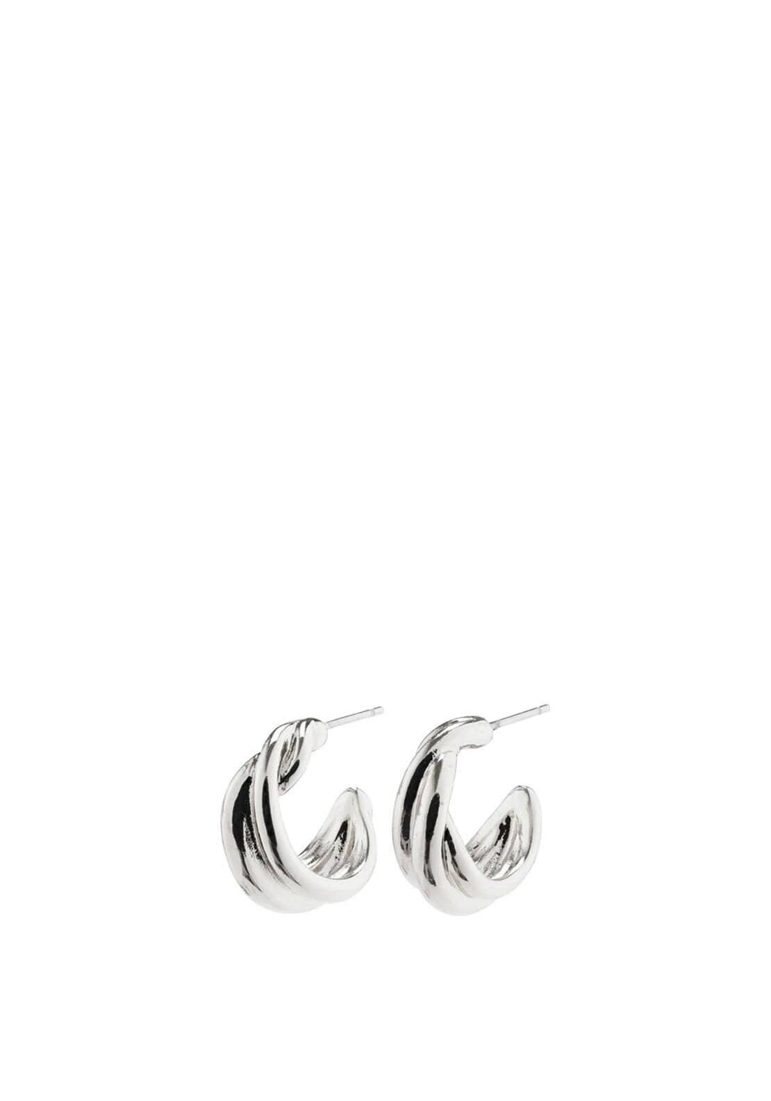 Pilgrim Courageous Twirl Huggie Hoop Earrings, Silver