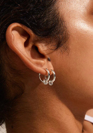 Pilgrim Ecstatic Huggies Hoop Crystal Earrings, Silver