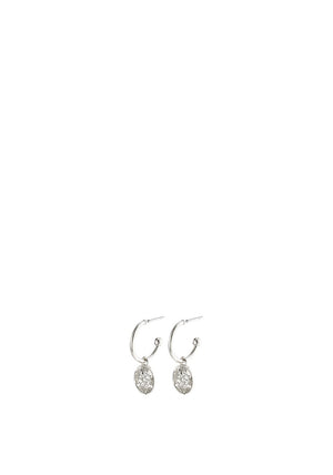 Pilgrim Gerda Compass Pendant Hoops, Silver