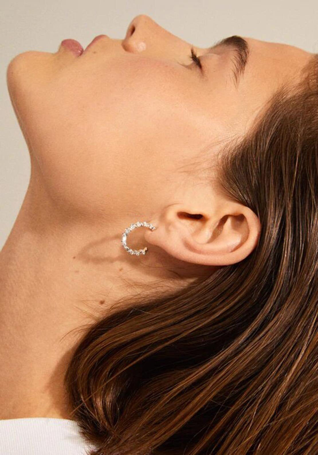 Pilgrim Jolene Wavy Crystal Hoop Earrings, Silver