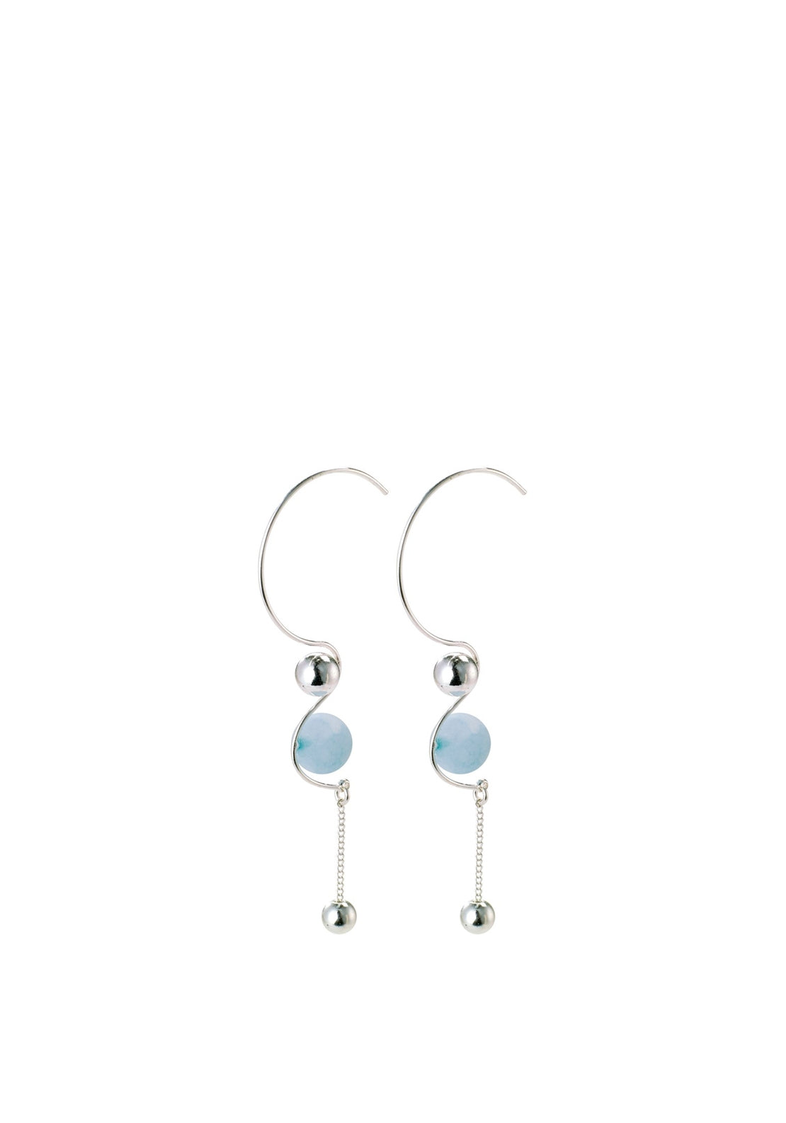 Pilgrim Earth Sphere and Blue Drop Earrings, Silver