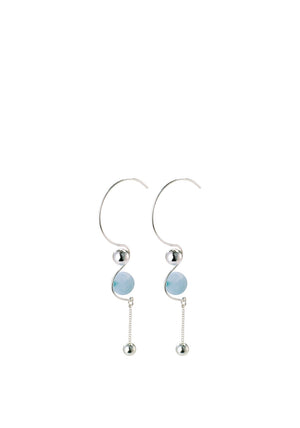 Pilgrim Earth Sphere and Blue Drop Earrings, Silver
