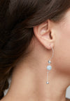 Pilgrim Earth Sphere and Blue Drop Earrings, Silver