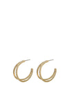 Pilgrim Fire Double Crystal Hoop Earrings, Gold