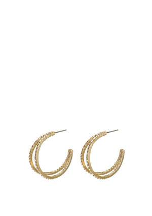 Pilgrim Fire Double Crystal Hoop Earrings, Gold
