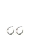 Pilgrim Fire Double Crystal Hoop Earrings, Silver