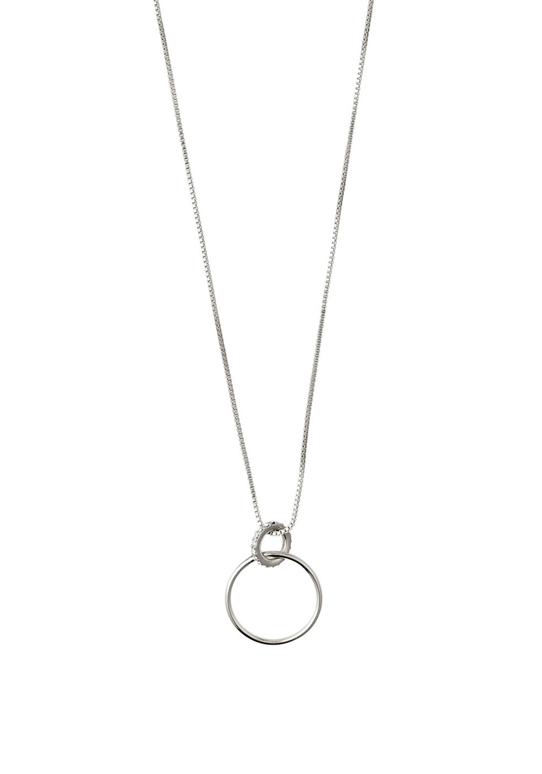 Pilgrim Fire Linking Crystal Hoops Necklace, Silver