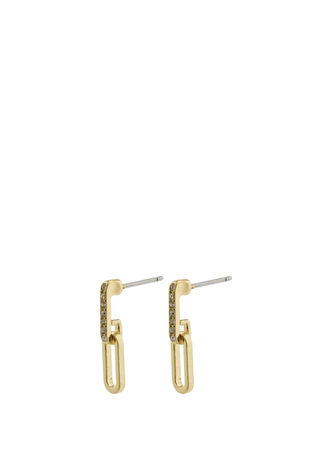 Pilgrim Elise Oval Link Crystal Earrings, Gold