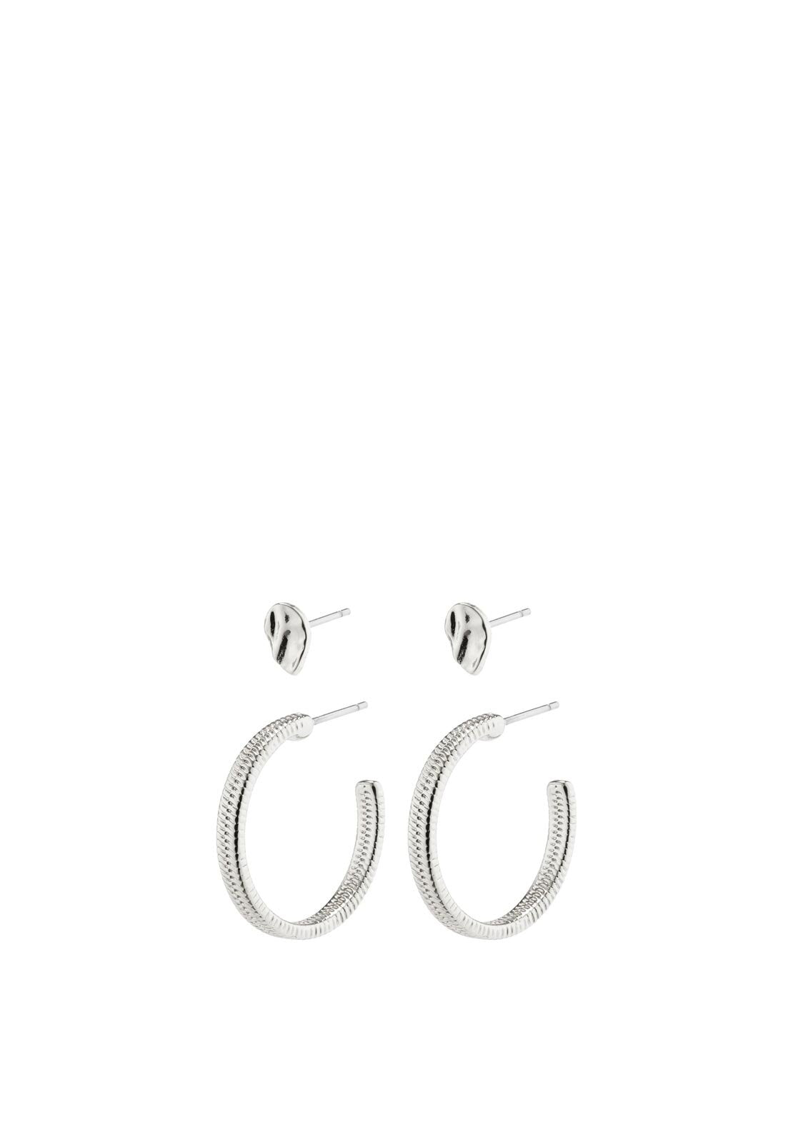 Pilgrim Optimism Snake Chain Hoop & Stud Earrings, Silver