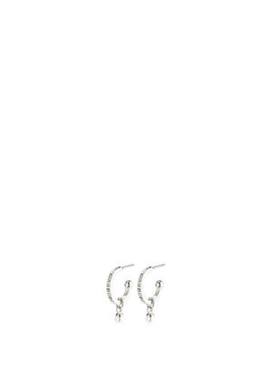 Pilgrim Lacey Mini Pearl Pendant Hoops, Silver