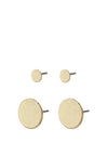 Pilgrim Jacy 2 Pairs of Rustic Discs Earrings, Gold
