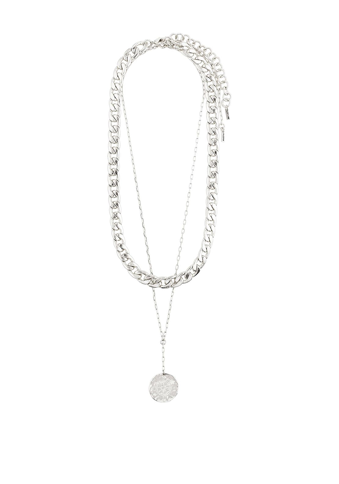 Pilgrim Compass 2 in 1 Necklace, Silver