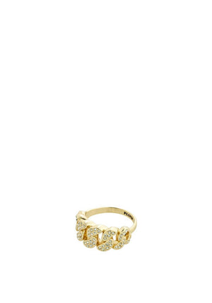Pilgrim Magdalene Crystal Curb Adjustable Chain Ring, Gold
