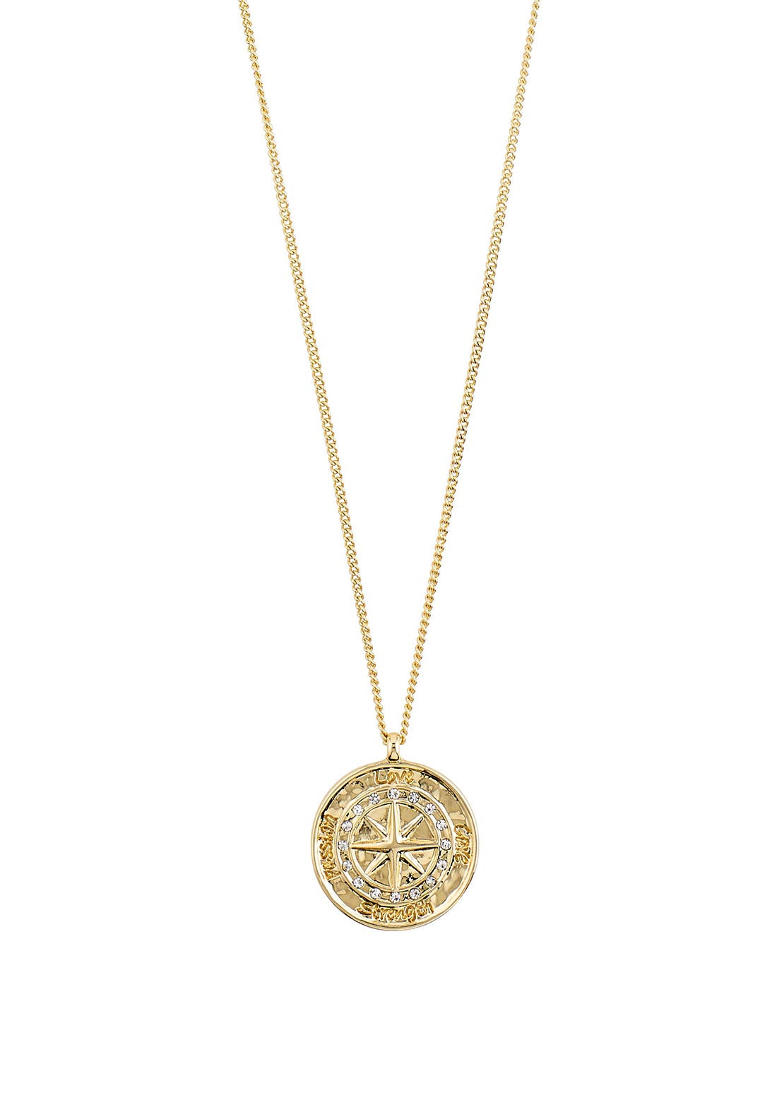 Pilgrim Gerda Crystal Compass Necklace, Gold