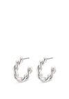 Pilgrim Skuld Twisted Hoop Earrings, Silver