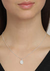 Pilgrim Urd Oval Crystal Pendant Necklace, Silver