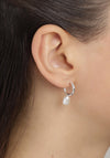 Pilgrim Urd White Pearl Hoop Earrings, Silver