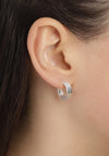 Pilgrim Yggdrasil Embossed Pattern Hoop Earrings, Silver