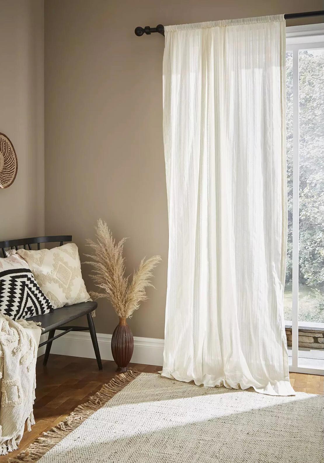 Pineapple Elephant Zofia Broderie Anglaise Slot Top Voile Panel, Natural