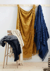 Pineapple Elephant Kabelli Geometric Tufted Throw, Navy