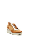 Pitillos Leather Mesh Panel Wedged Trainers, Tan