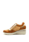 Pitillos Leather Mesh Panel Wedged Trainers, Tan