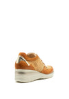Pitillos Leather Mesh Panel Wedged Trainers, Tan