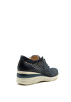Pitillos Leather Mesh Panel Wedged Trainers, Navy