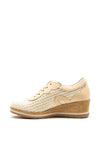Pitillos Woven Canvas Wedged Shoes, Beige