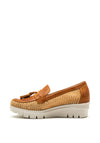 Pitillos Leather Mesh Tassel Loafers, Tan