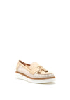 Pitillos Leather Mesh Tassel Loafers, Beige