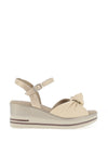 Pitillos Shimmer Knot Wedge Sandals, Cream