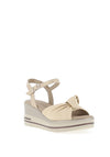 Pitillos Shimmer Knot Wedge Sandals, Cream
