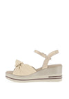 Pitillos Shimmer Knot Wedge Sandals, Cream