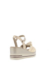 Pitillos Shimmer Knot Wedge Sandals, Cream