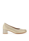 Pitillos Embossed Metallic Low Heels, Gold