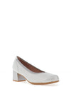Pitillos Embossed Metallic Low Heels, Silver
